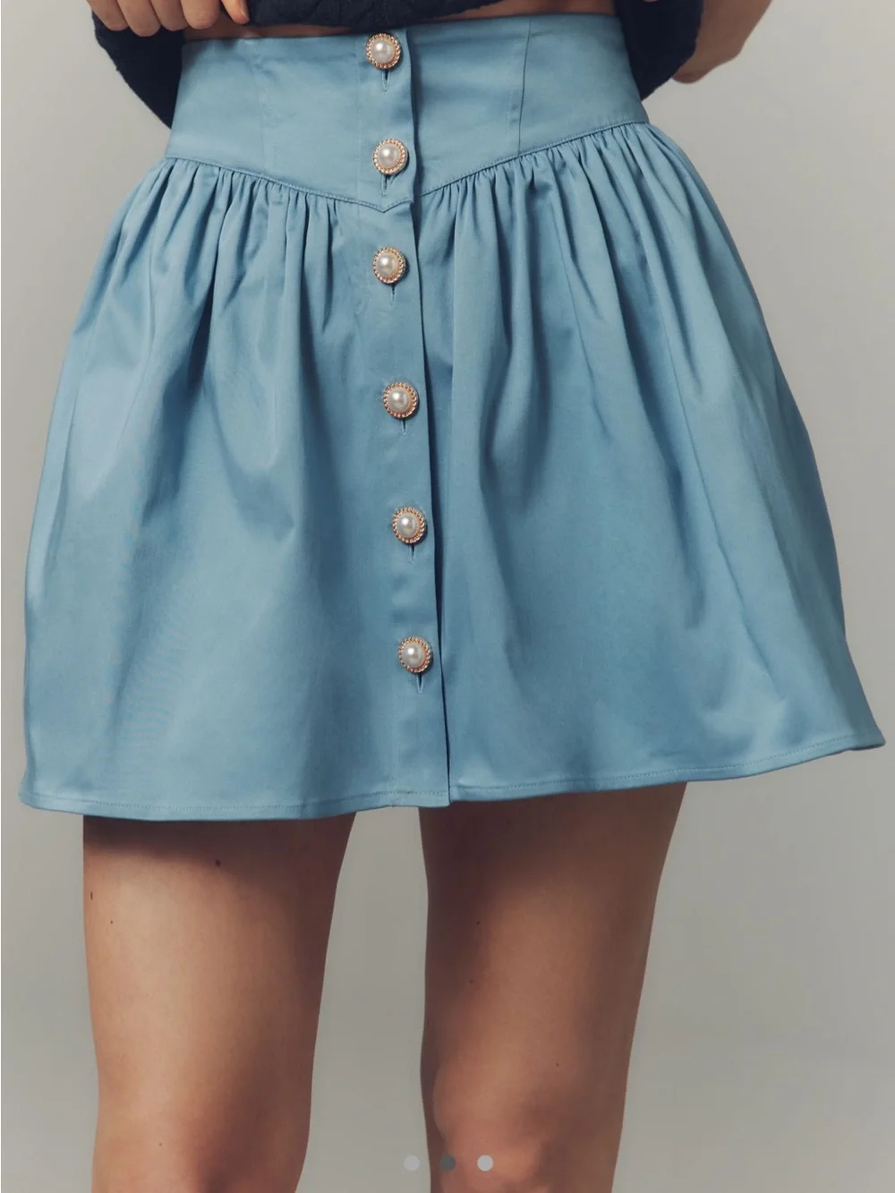 NWT Anthropologie Maeve Sky Blue Button-Front Mini Skirt